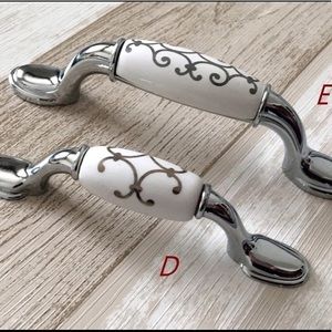 White Silver Cabinet Knobs Pulls Handles